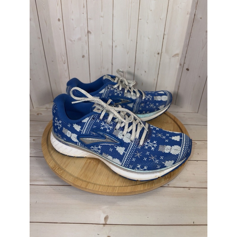 Brooks Revel 3 Run Merry Ugly Sweater Christmas Women's Running Shoes Blue 6B